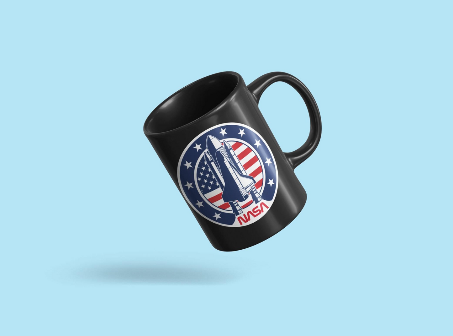 Nasa Rocket Ship And Us Flag Mug - NASA Designs