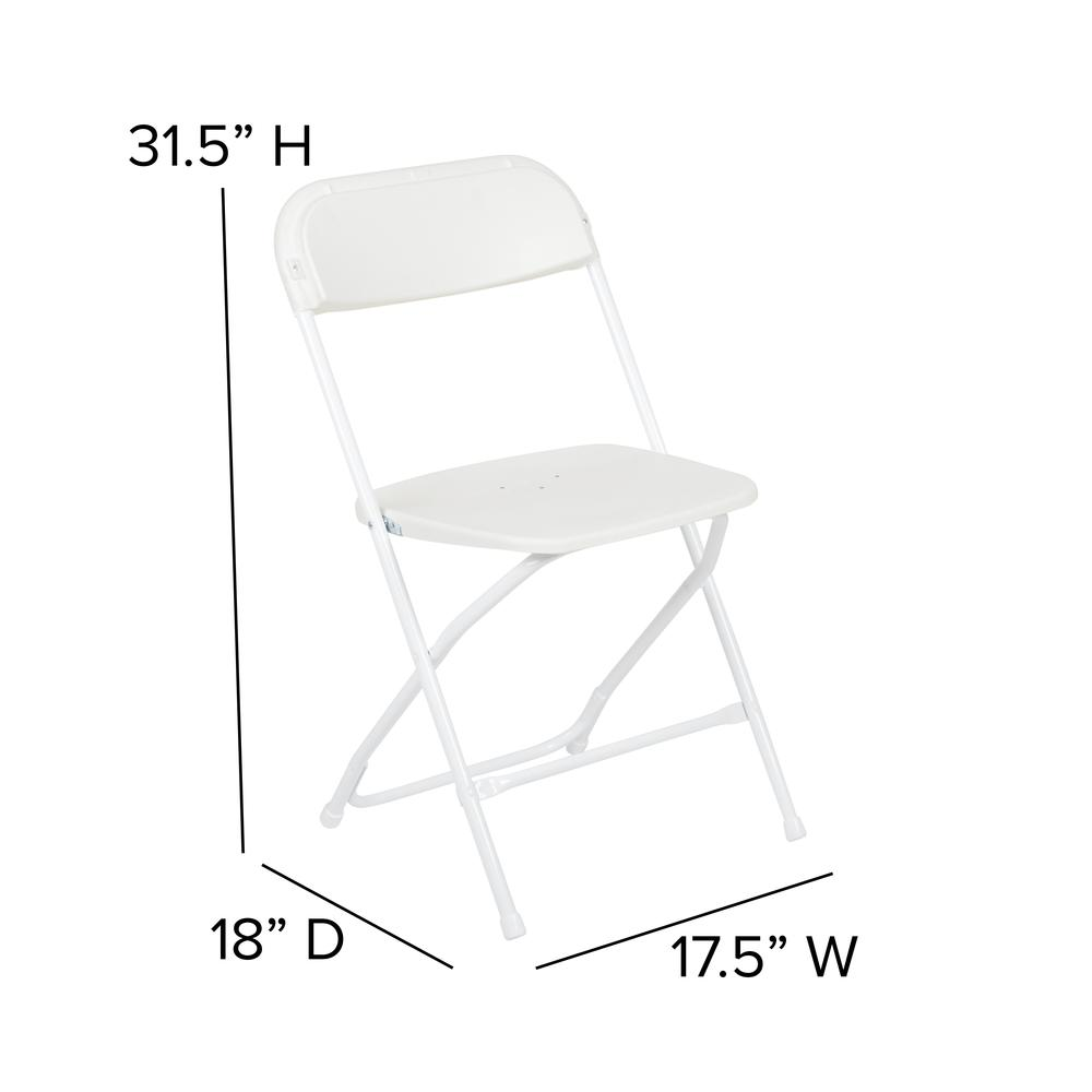 HERCULES Series White Plastic Folding Chairs | Set of 2 Lightweight Folding Chairs