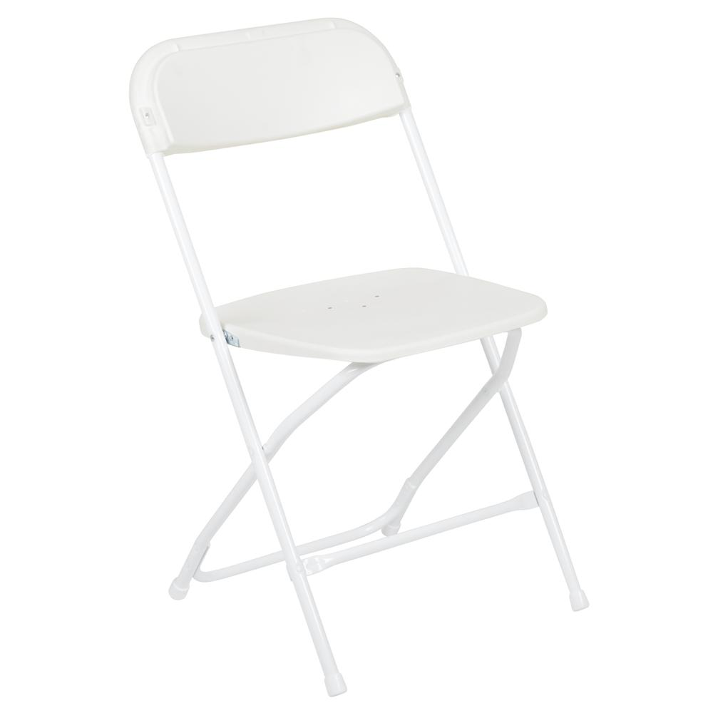HERCULES Series White Plastic Folding Chairs | Set of 2 Lightweight Folding Chairs