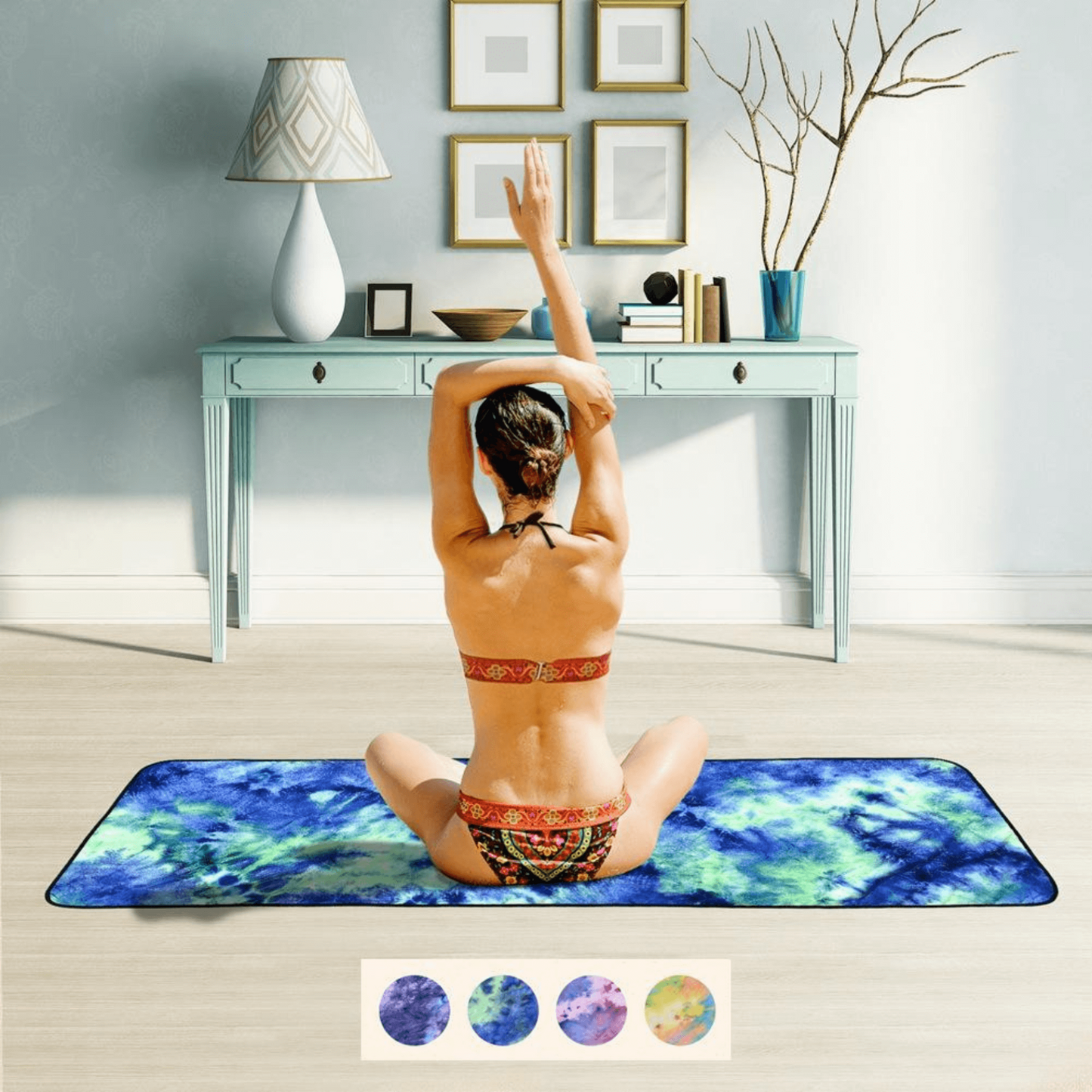 Tie Dye Yoga Mat Towel with Slip-Resistant Grip Dots