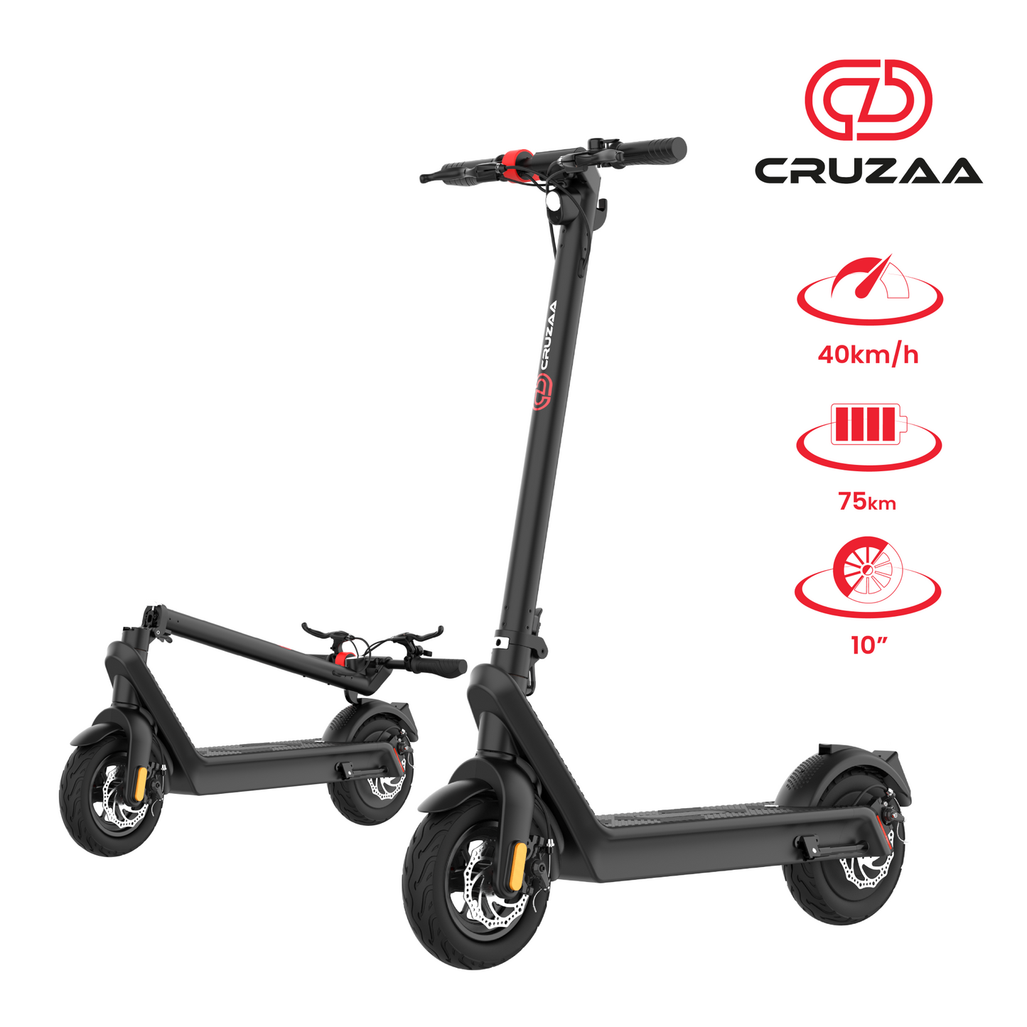 The Commuta Pro Max Electric Foldable Scooter - 75km Range and 40kmh Max Speed. - ships from US