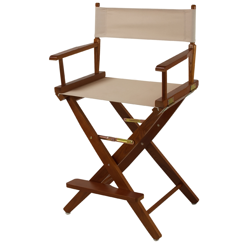 American Trails Extra-Wide Premium 24" Directors Chair Mission Oak Frame W/Natural Color Cover