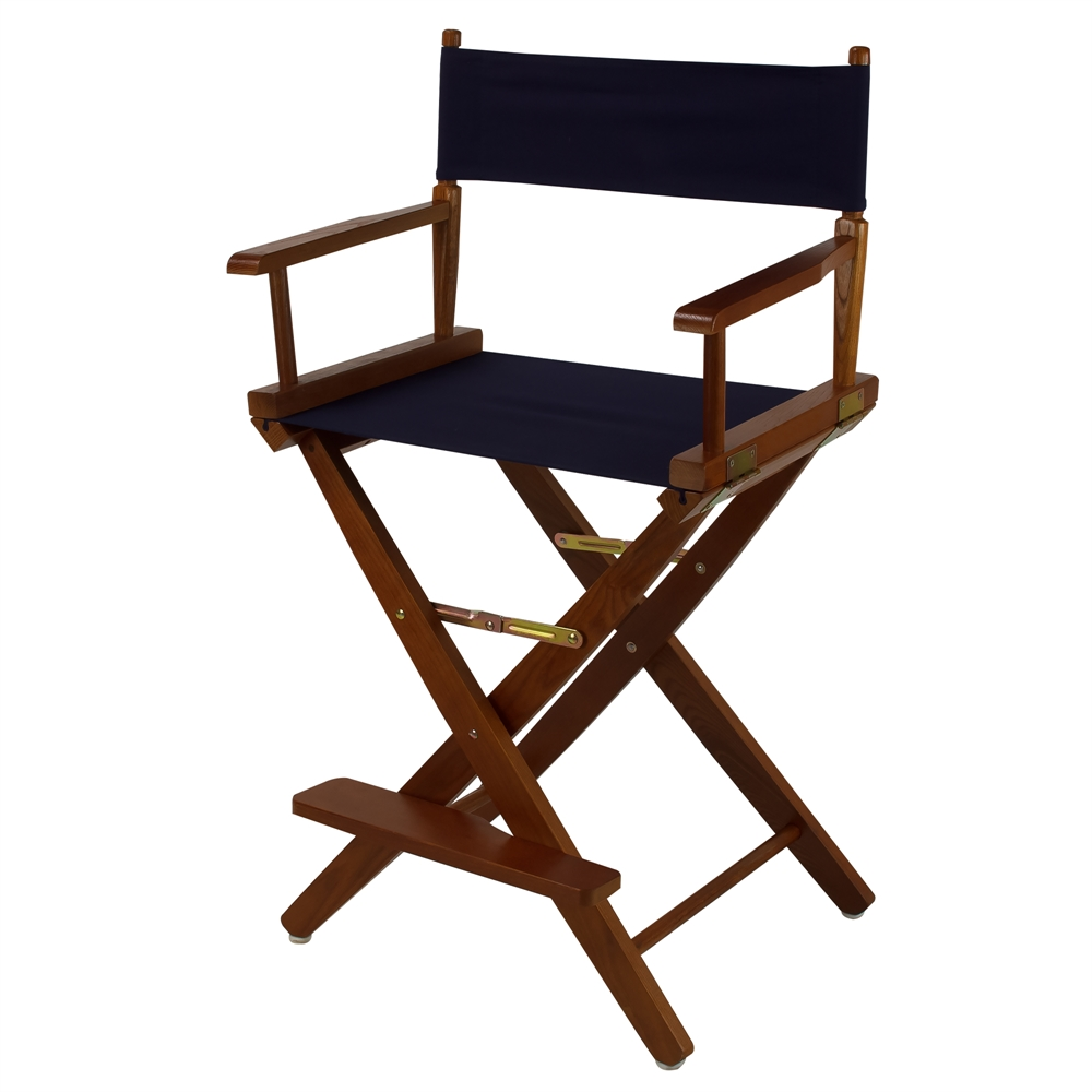 American Trails Extra-Wide Premium 24" Directors Chair Mission Oak Frame W/Navy Color Cover