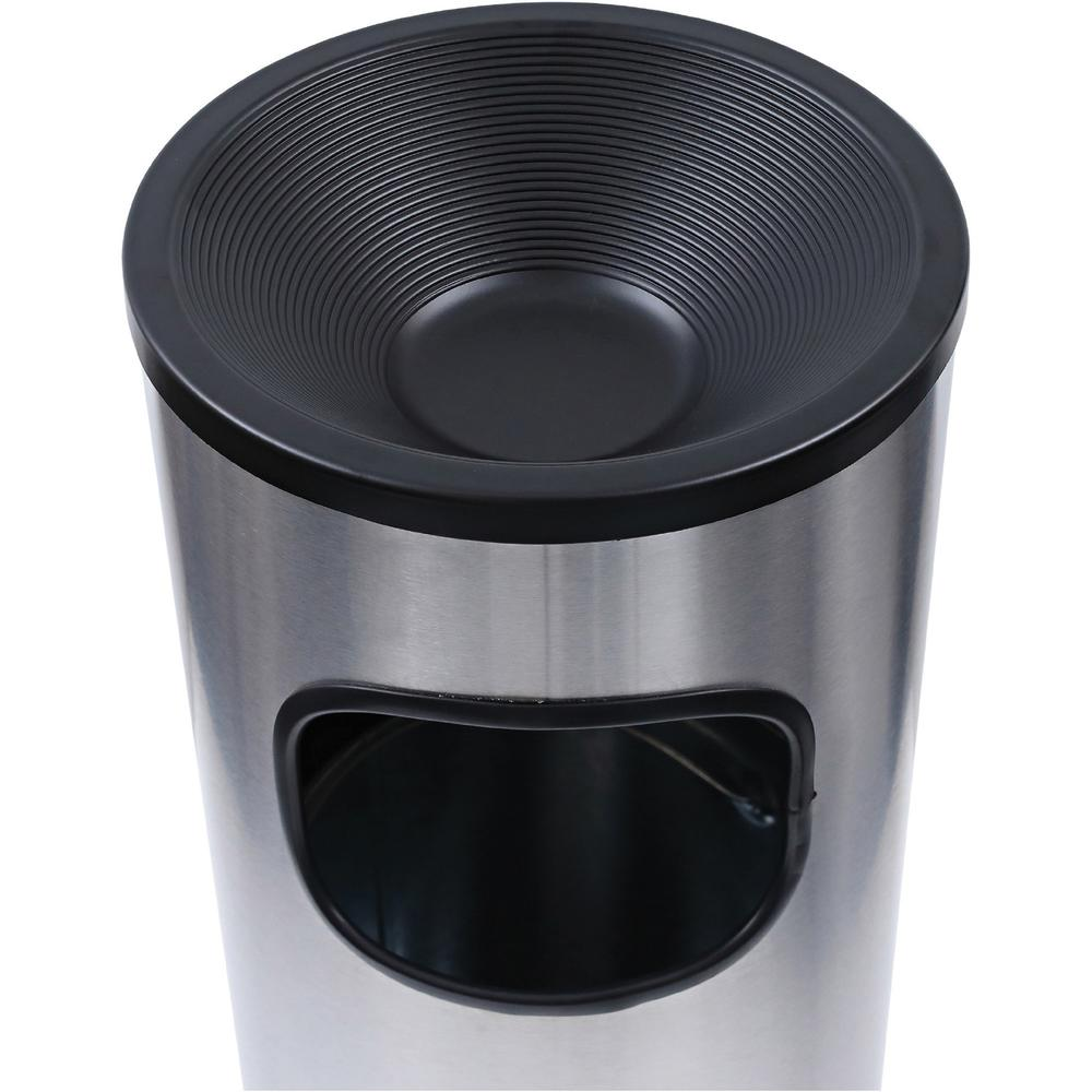 Genuine Joe Fire-safe 3-Gallon Ashtray Receptacle - 3 gal Capacity - Removable Lid, Fire-Safe, Compact - Aluminum, Stainless Steel - Stainless Steel - 1 Each