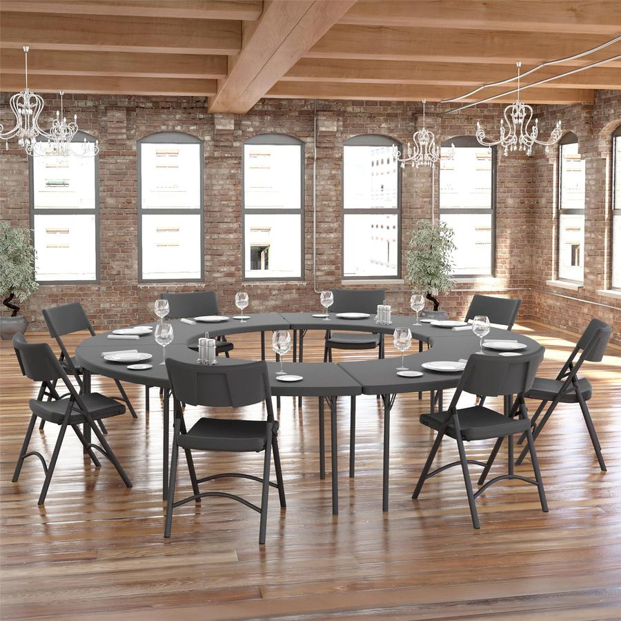 Dorel Zown Moon Commercial Blow Mold Folding Table - 5 Legs x 30" Table Top Width x 92.60" Table Top Depth - 29.25" Height - Gray - High-density Polyethylene (HDPE) - 1 Each