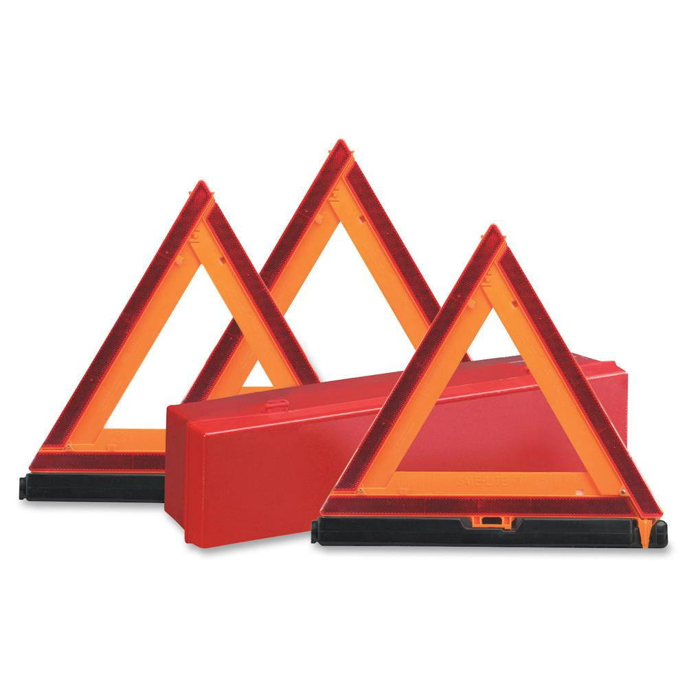 Deflecto Emergency Warning Triangle Kit - 1 Kit - 17.3" Width x 16.5" Height - Triangle Shape - Reflective, Non-flammable - Orange, Red