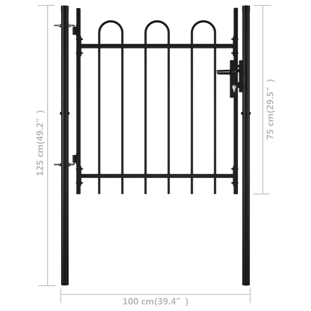 vidaXL Single Door Fence Gate with Hoop Top 39.4"x29.5"