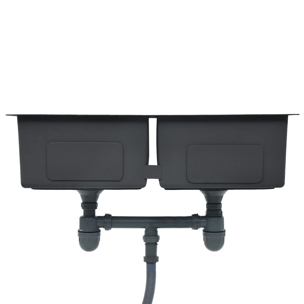 vidaXL Handmade Kitchen Sink Black Stainless Steel