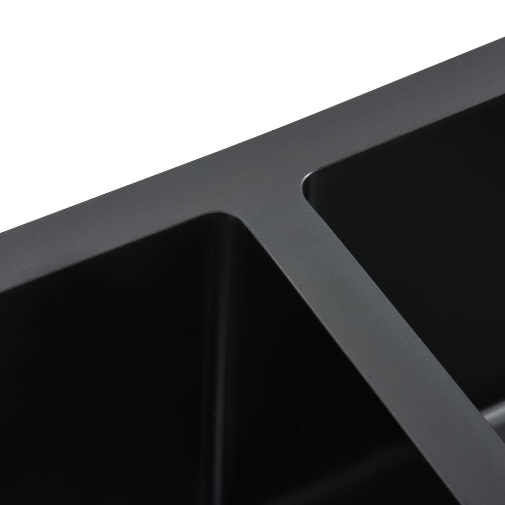 vidaXL Handmade Kitchen Sink Black Stainless Steel