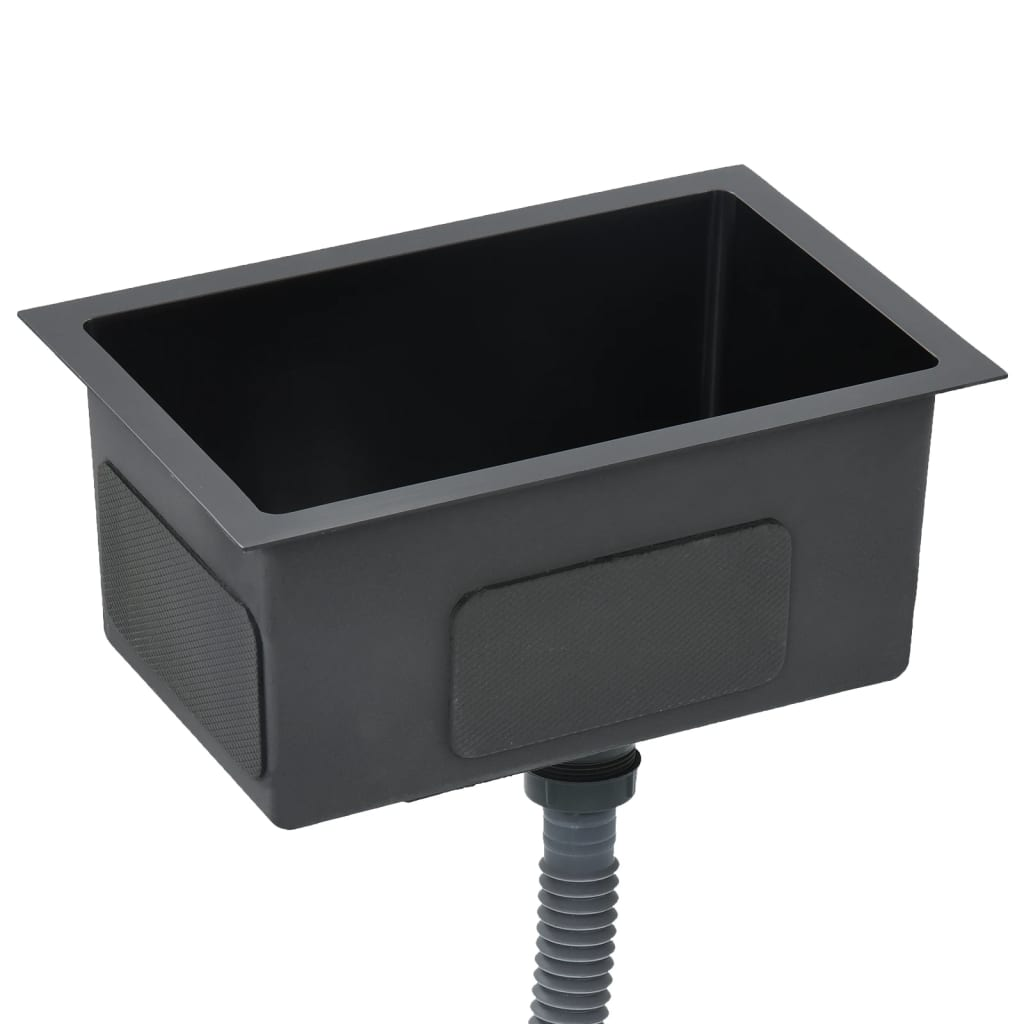 vidaXL Handmade Kitchen Sink Black Stainless Steel