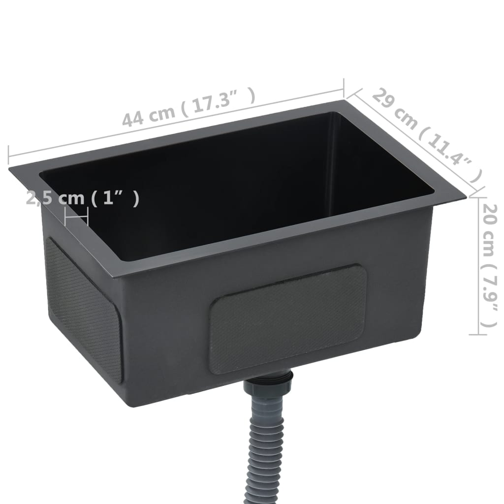 vidaXL Handmade Kitchen Sink Black Stainless Steel