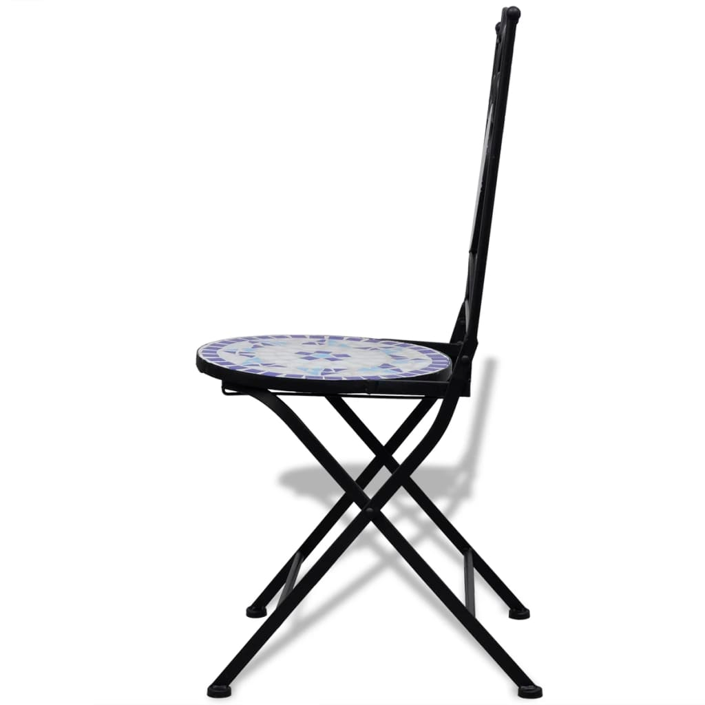 vidaXL 3 Piece Bistro Set Ceramic Tile Blue and White