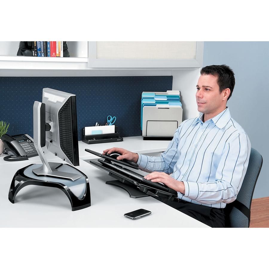 Fellowes Tilt 'n Slide Keyboard Manager - 3.4" Height x 11.5" Width x 29.3" Depth - Black - 1