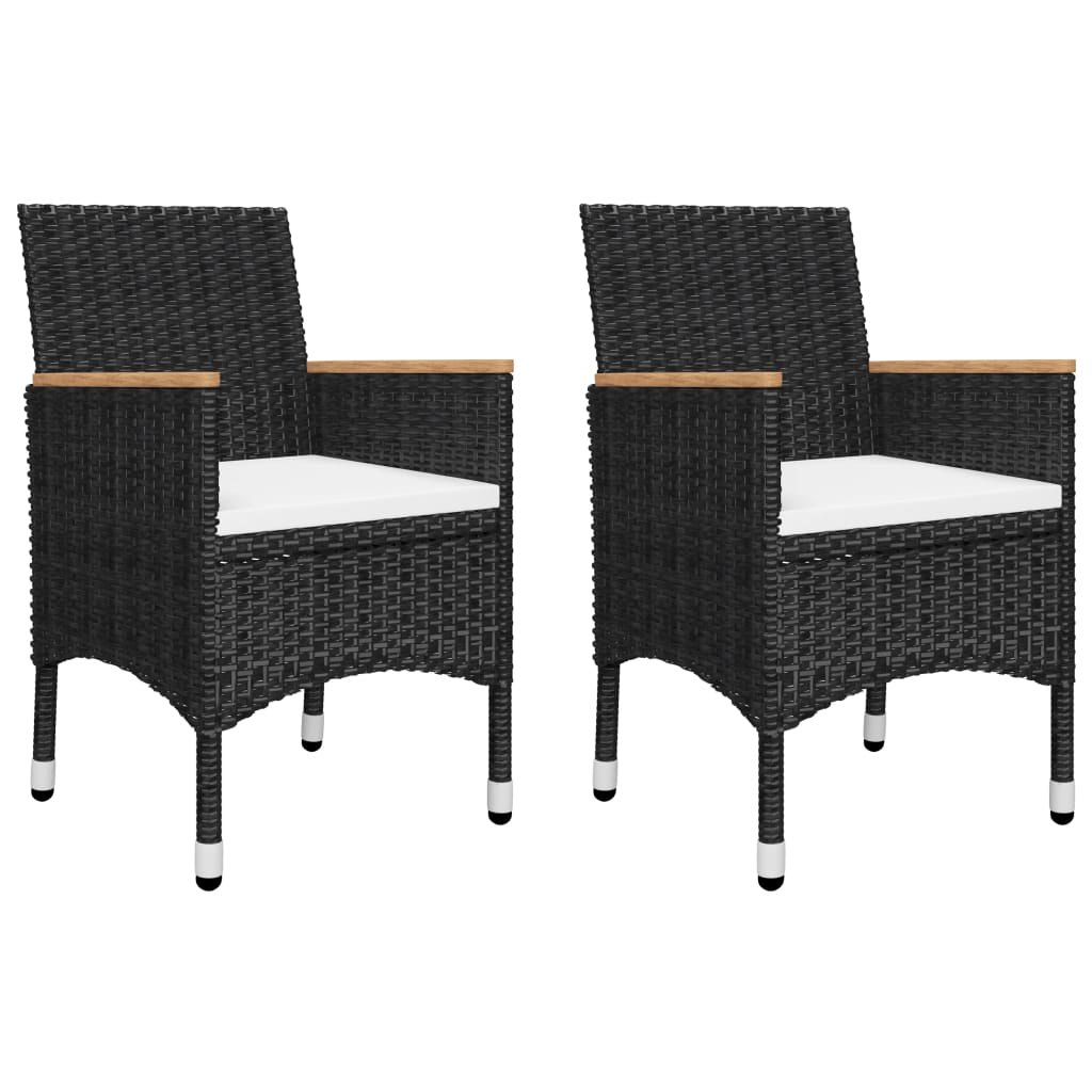 vidaXL 3 Piece Patio Bistro Set Poly Rattan and Tempered Glass Black