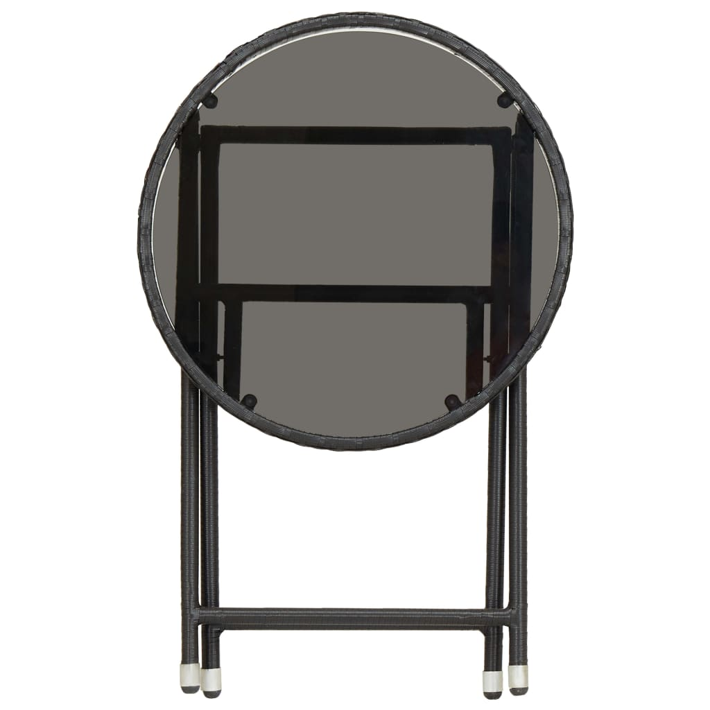 vidaXL 3 Piece Patio Bistro Set Poly Rattan and Tempered Glass Black
