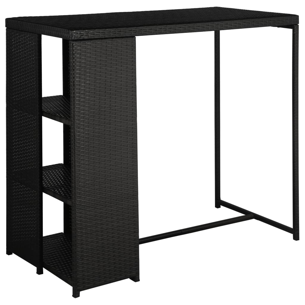 vidaXL 5 Piece Patio Bar Set with Cushions Poly Rattan Black