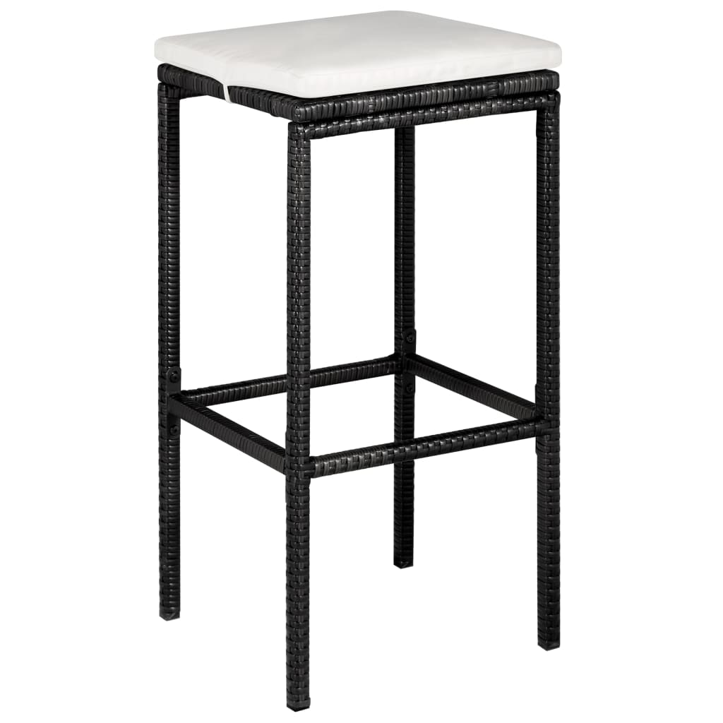 vidaXL 5 Piece Patio Bar Set with Cushions Poly Rattan Black