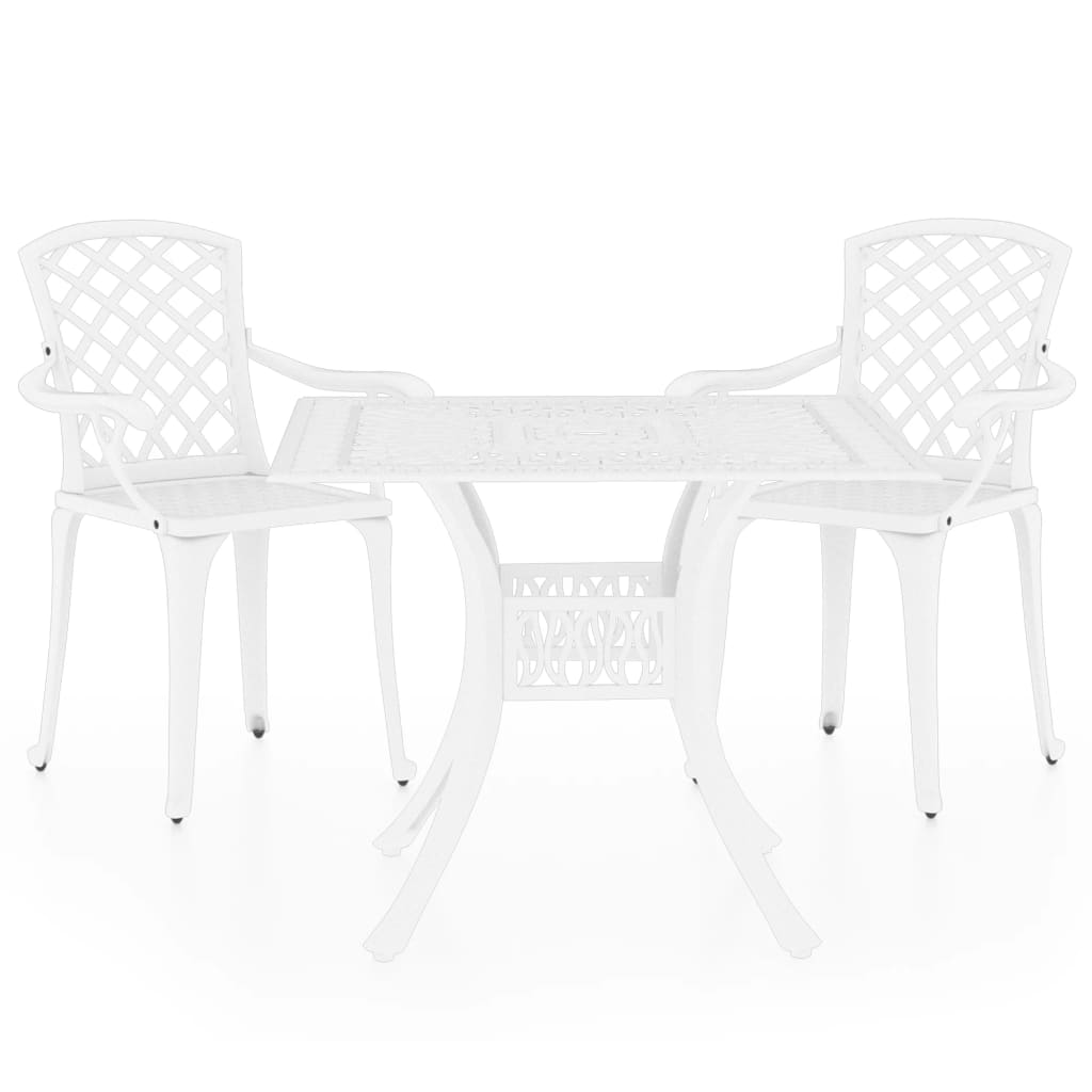 vidaXL 3 Piece Bistro Set Cast Aluminum White