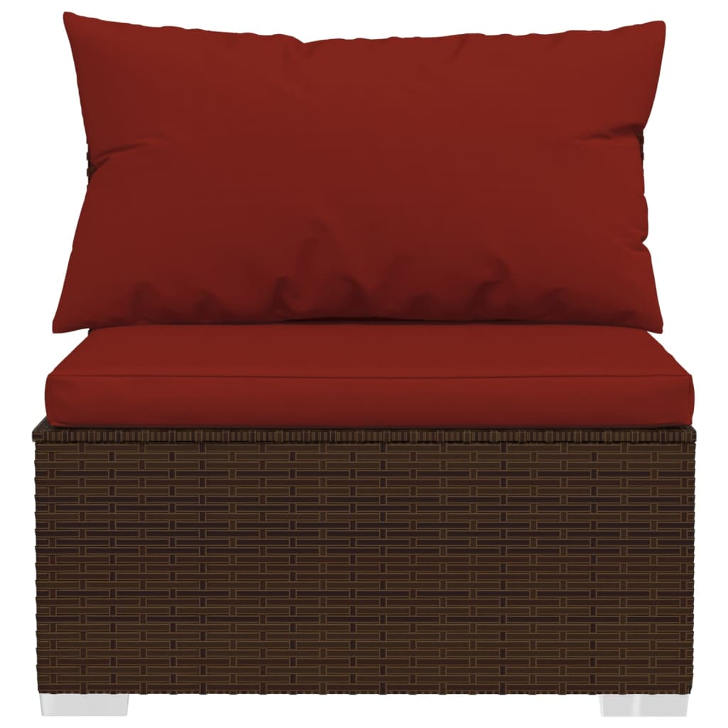 vidaXL 5 Piece Patio Lounge Set with Cushions Poly Rattan Brown