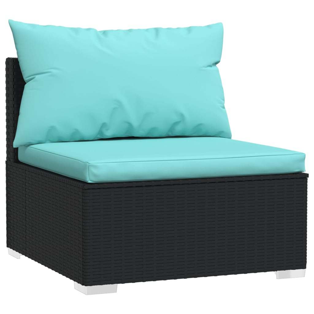 vidaXL 7 Piece Patio Lounge Set with Cushions Poly Rattan Black