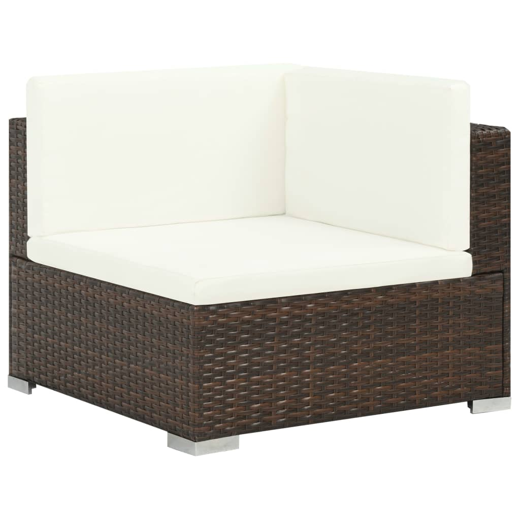 vidaXL 6 Piece Patio Lounge Set with Cushions Poly Rattan Brown