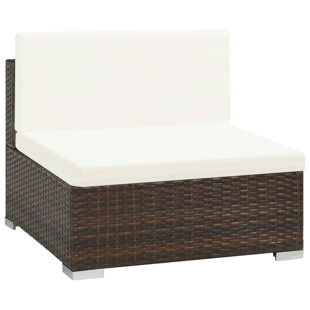 vidaXL 6 Piece Patio Lounge Set with Cushions Poly Rattan Brown