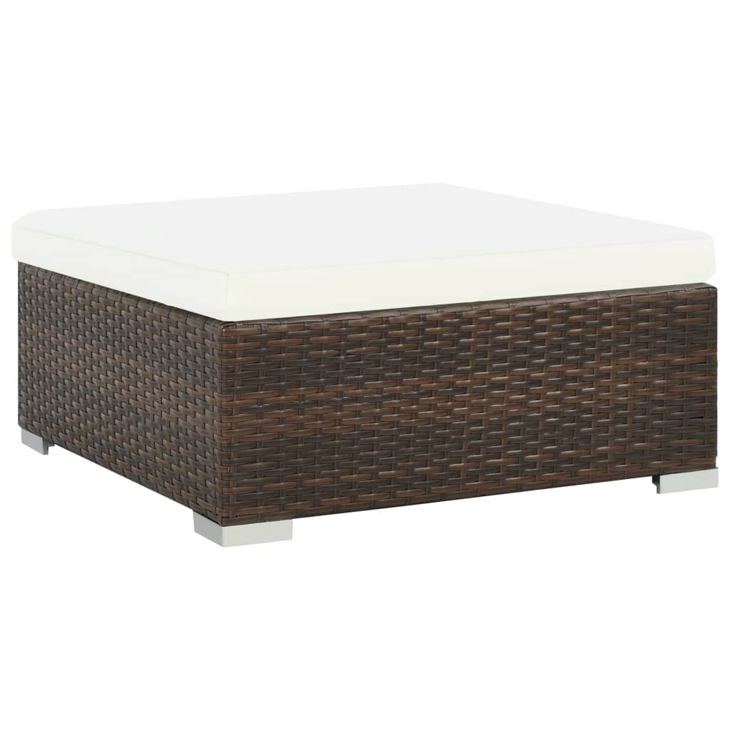 vidaXL 6 Piece Patio Lounge Set with Cushions Poly Rattan Brown