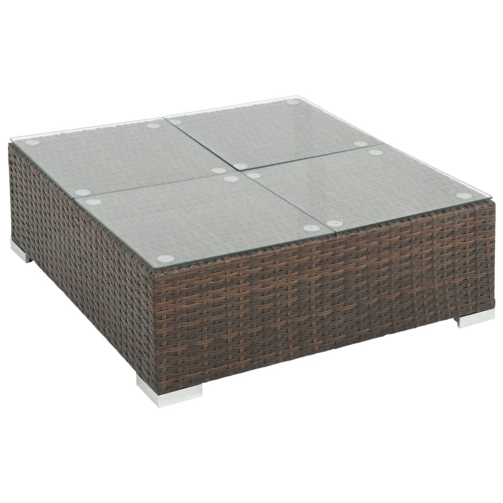vidaXL 6 Piece Patio Lounge Set with Cushions Poly Rattan Brown