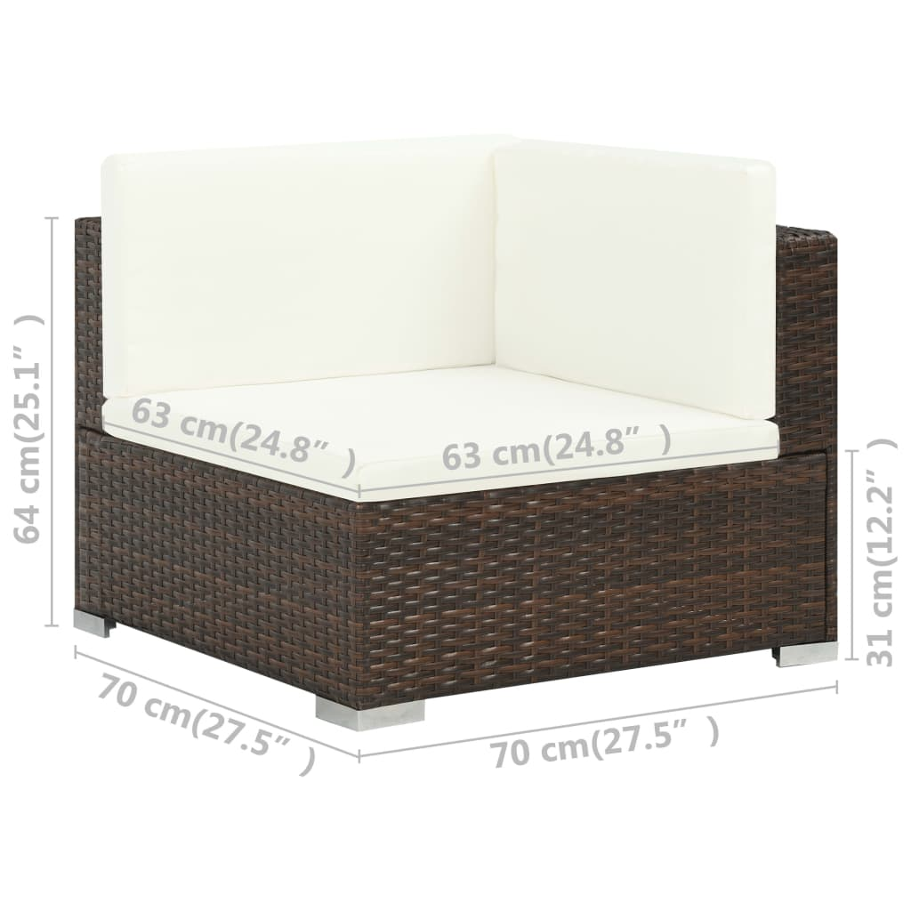 vidaXL 6 Piece Patio Lounge Set with Cushions Poly Rattan Brown