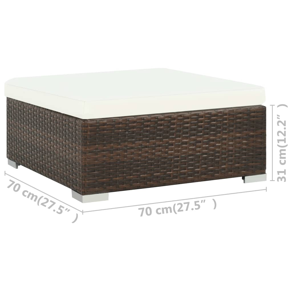 vidaXL 6 Piece Patio Lounge Set with Cushions Poly Rattan Brown