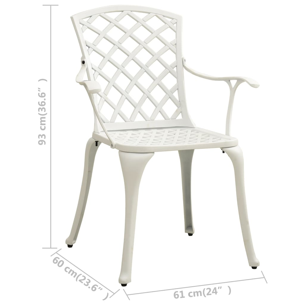 vidaXL 3 Piece Bistro Set Cast Aluminum White