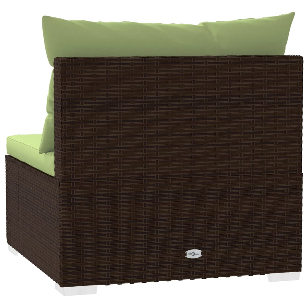 vidaXL 4 Seater Sofa with Cushions Brown Poly Rattan