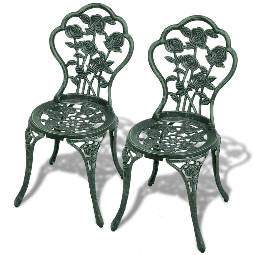 vidaXL 3 Piece Bistro Set Cast Aluminum Green