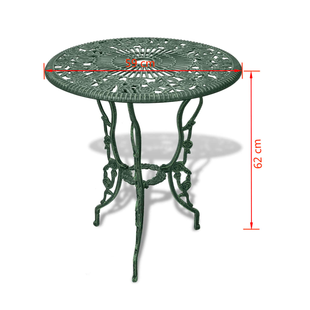 vidaXL 3 Piece Bistro Set Cast Aluminum Green