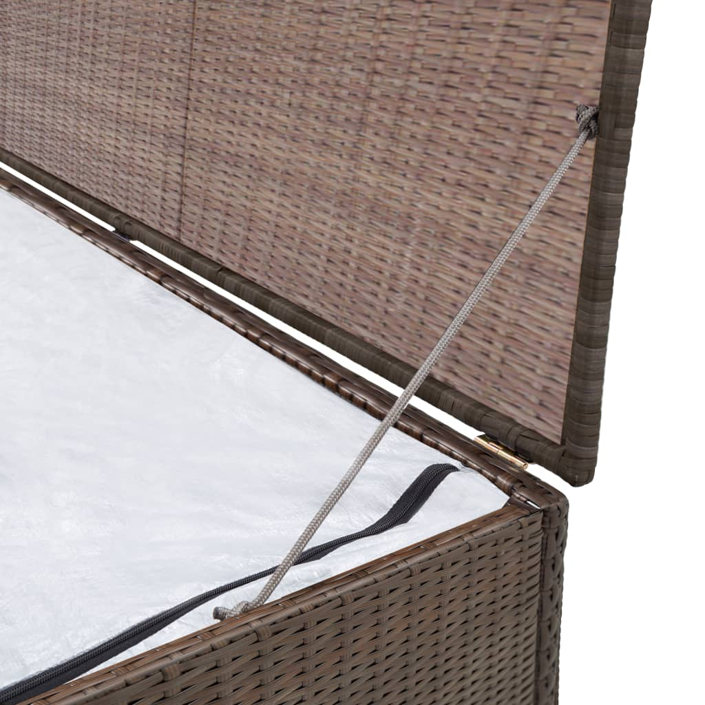 vidaXL Patio Storage Box Brown 47.2"x19.7"x23.6" Poly Rattan