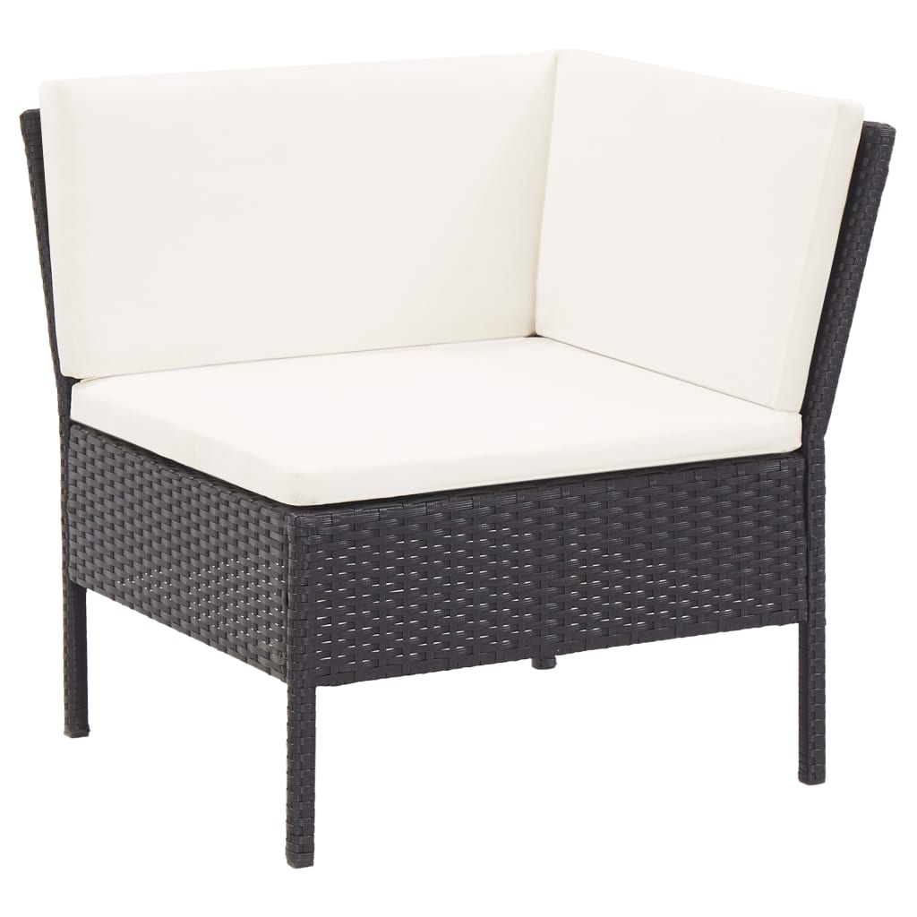 vidaXL 6 Piece Patio Lounge Set with Cushions Poly Rattan Black