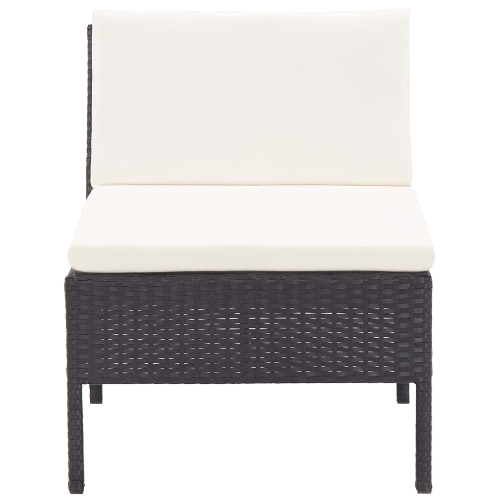 vidaXL 6 Piece Patio Lounge Set with Cushions Poly Rattan Black