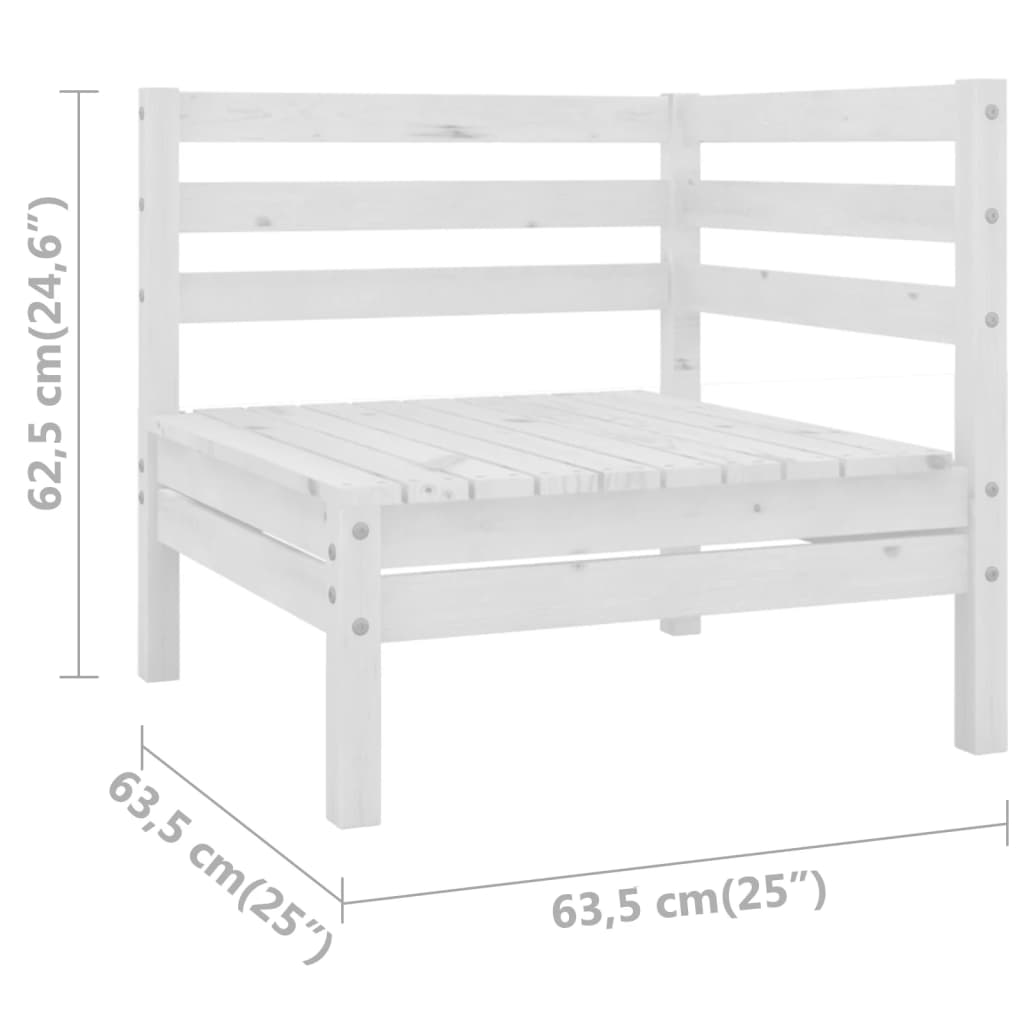 vidaXL Patio Corner Sofas 2 pcs White Solid Wood Pine