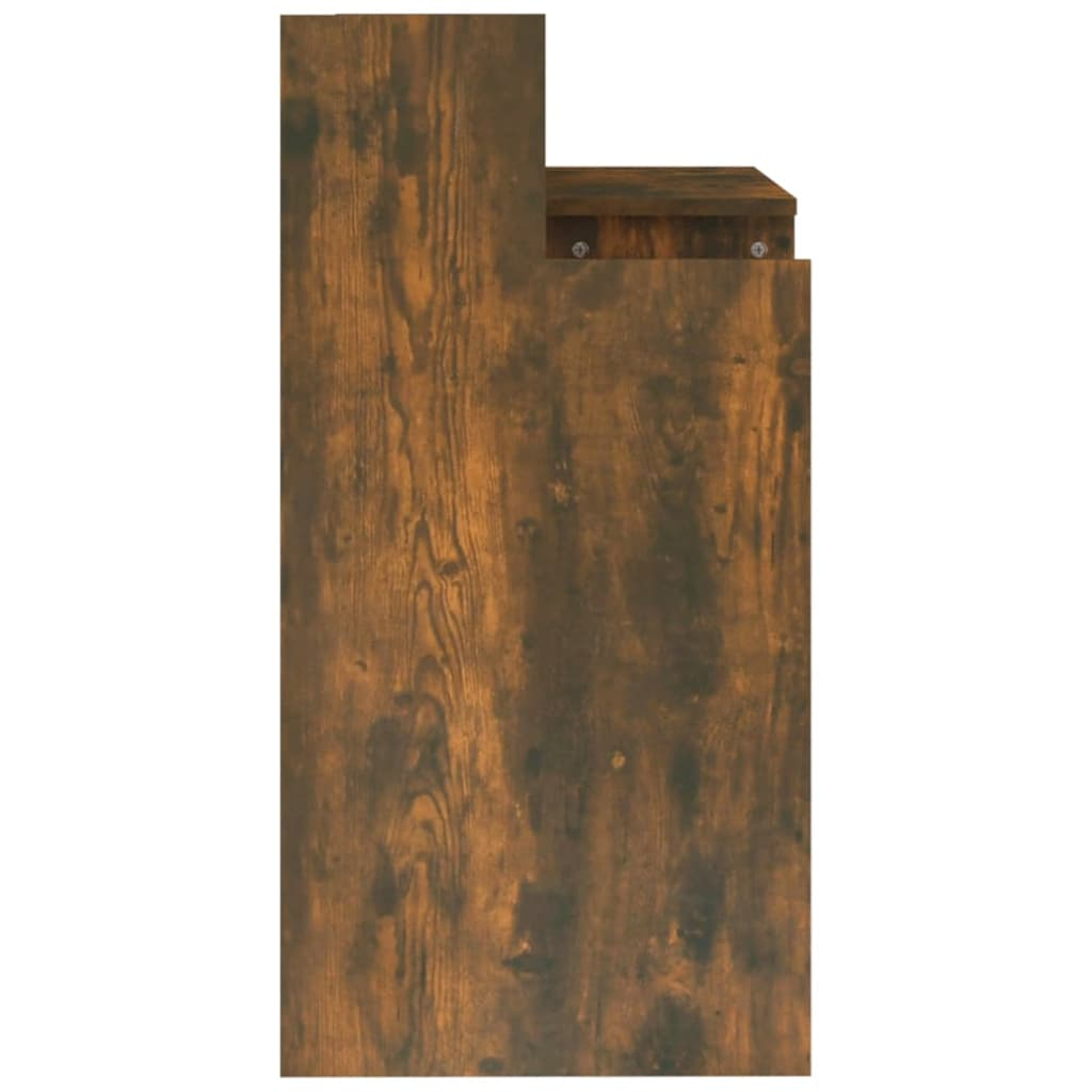 vidaXL Desk with LED Lights Smoked Oak 38.2"x17.7"x35.4" Engineered Wood