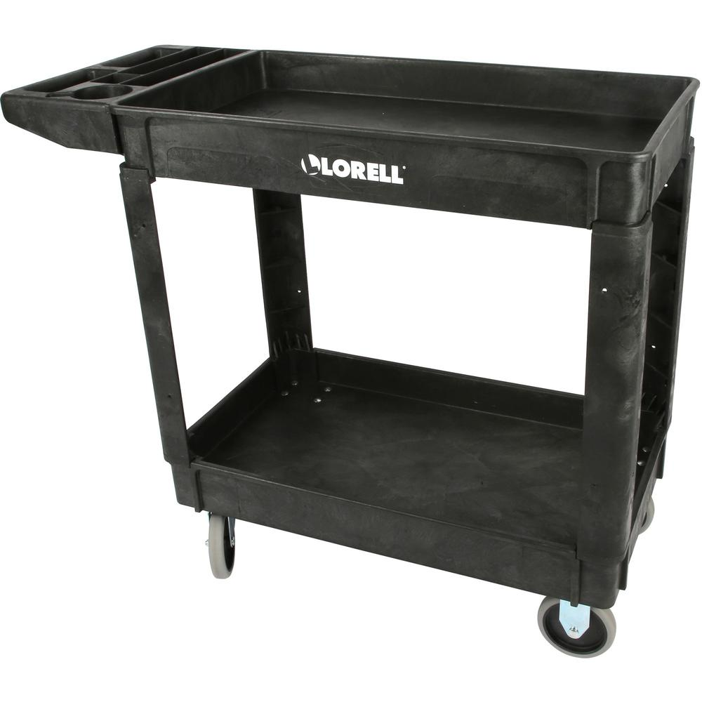 Lorell Storage Bin Utility Cart - 550 lb Capacity - 4 Casters - 5" Caster Size - Structural Foam - x 37.5" Width x 17" Depth x 39" Height - Black - 1 Each