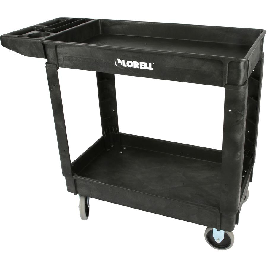 Lorell Storage Bin Utility Cart - 550 lb Capacity - 4 Casters - 5" Caster Size - Structural Foam - x 37.5" Width x 17" Depth x 39" Height - Black - 1 Each