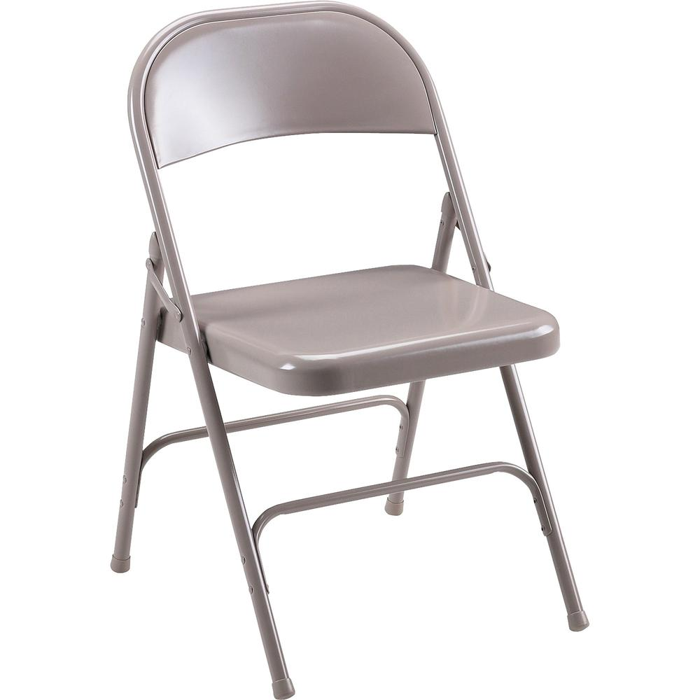 Lorell Steel Folding Chairs - Beige Steel Seat - Beige Steel Frame - 4 / Carton