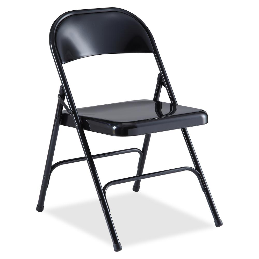 Lorell Folding Chairs - Powder Coated Steel Frame - Black - 4 / Carton