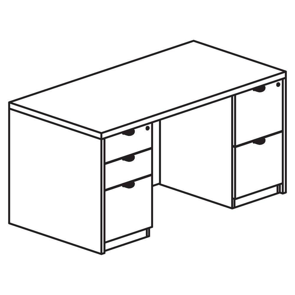 Lorell Prominence 2.0 Espresso Laminate Double-Pedestal Desk - 5-Drawer - 1" Top, 60" x 30"29" - 5 x File, Box Drawer(s) - Double Pedestal on Left/Right Side - Band Edge - Material: Particleboard - Fi