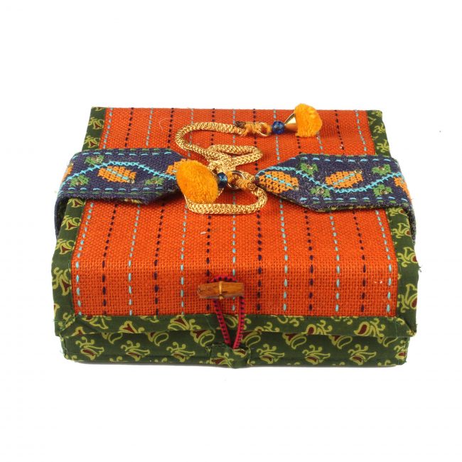 Handmade Orange Jute 4 Compartment Gift Box