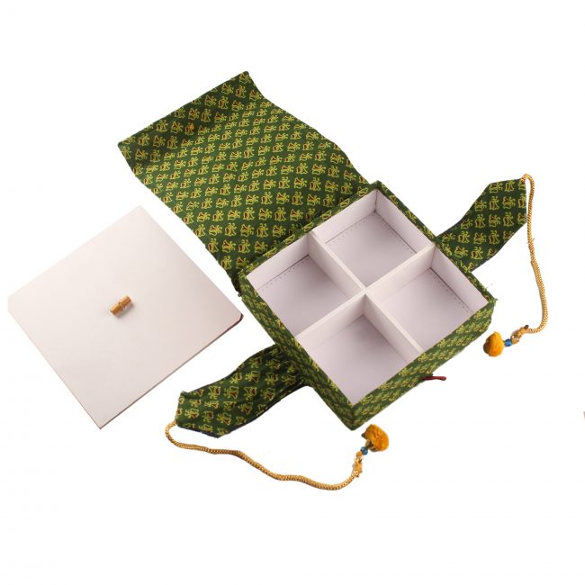 Handmade Orange Jute 4 Compartment Gift Box