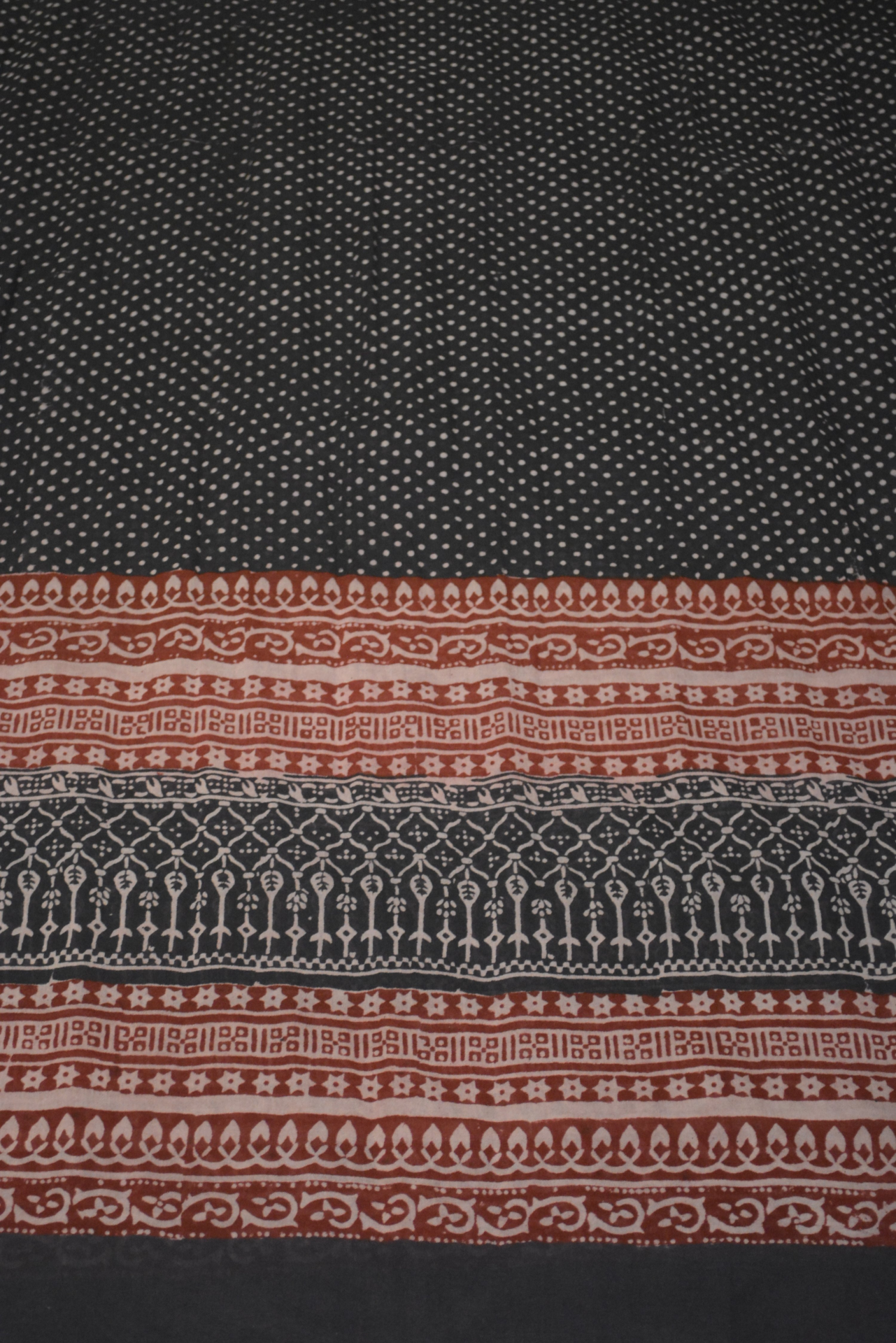 Red and Black Paisely Design Hand Block Printed Naturally Dyed Textiles