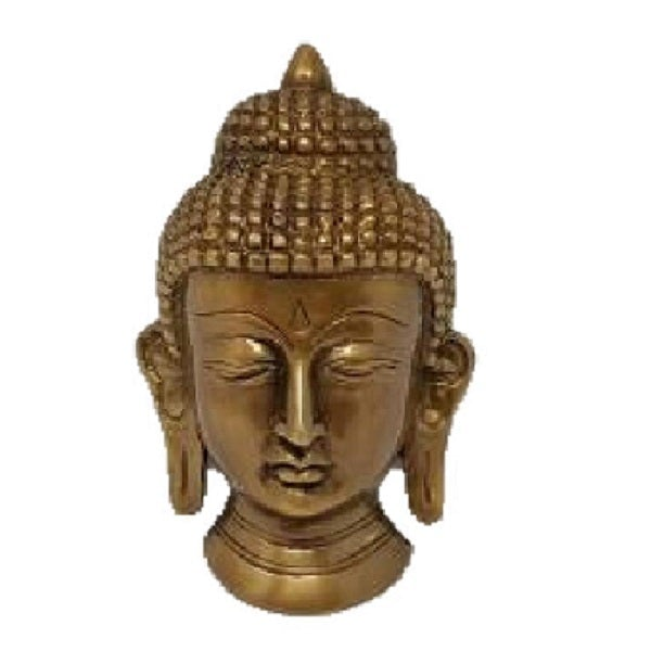 Buddha Solid Brass Mask Wall Hanging 5.5"