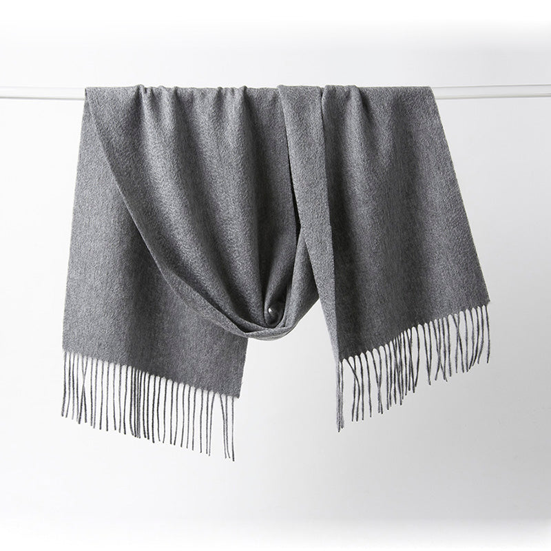 Lambswool Scarf Woven Plain Grey