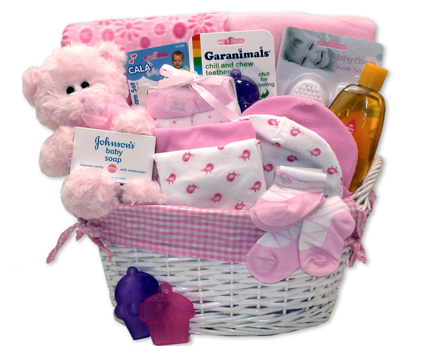 Simply Baby Necessities Basket - Pink - baby bath set - baby girl gifts - new baby gift basket - baby gift baskets - baby shower gifts